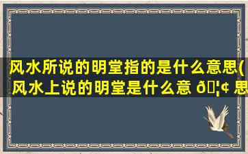 风水所说的明堂指的是什么意思(风水上说的明堂是什么意 🦢 思呀)